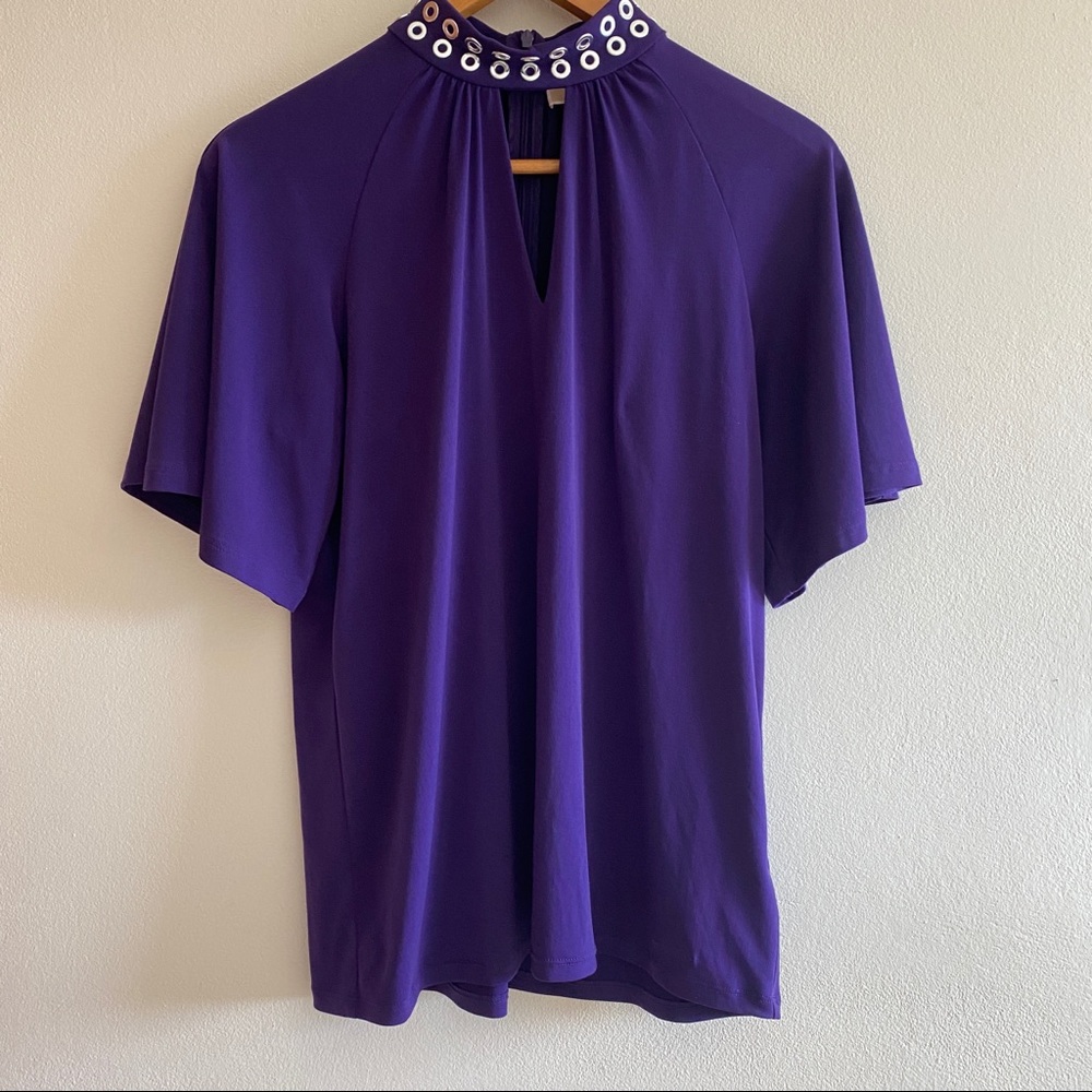 Michael Kors Purple Blouse with Studded Collar